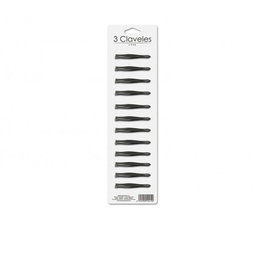 Tres Claveles Pinza Ancha Negra 8 cm, Pack de 12 unidades