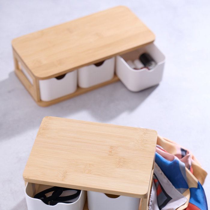 Day Almacenamiento con 3 Cajones Bambú y Plástico Horizontal 28,7x15,1 cm