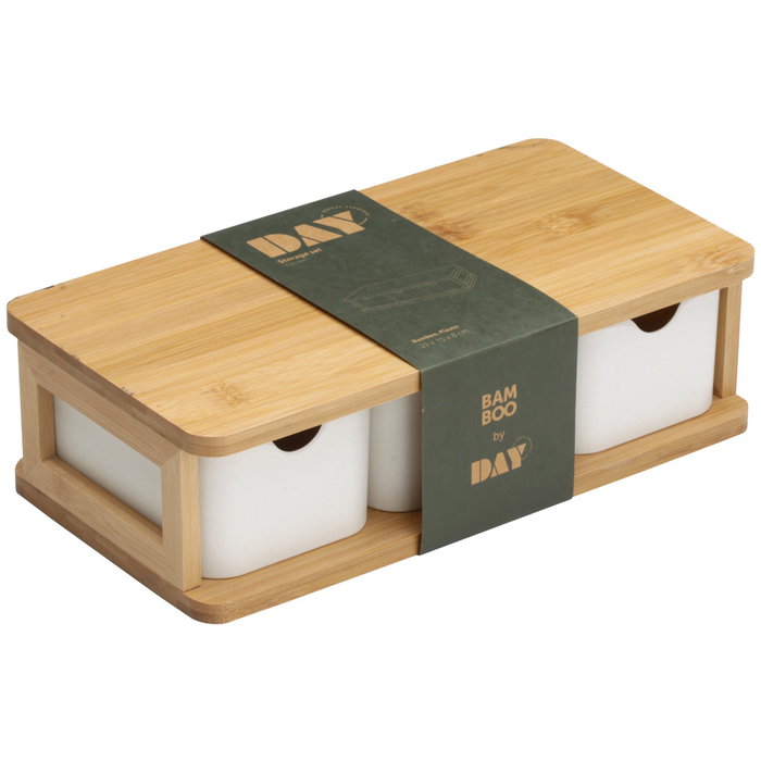 Day Almacenamiento con 3 Cajones Bambú y Plástico Horizontal 28,7x15,1 cm