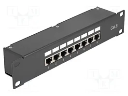 DeLOCK 43304 Patch Panel de 16 Puertos Cat6 Negro