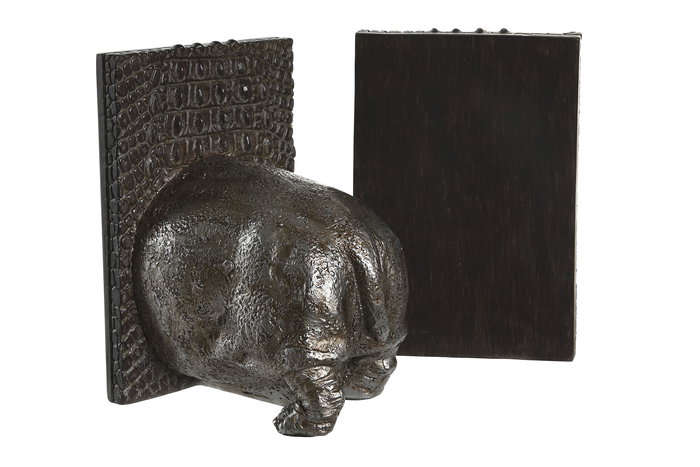 DKD Home Decor Sujetalibros Colonial 2 Piezas 11 x 17 x 15 cm Resina Plateado Marron