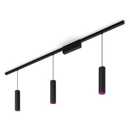 Philips Hue Perifo Kit Base Techo 3 Pendientes Inteligente Blanco y Color Ambiance, Bluetooth/Zigbee, Negro, LED, IP20, 8719514407725