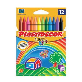 Bic Kids Plastidecor Ceras Plásticas de Colores Surtidos - 12 Unidades