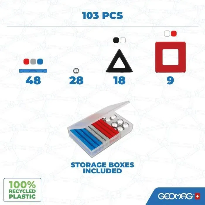 Geomag Juego de Construcción Magnético Paneles Clásicos Cohete de la NASA GEO0871772008088 103 Piezas Magnético A partir de 3 Años