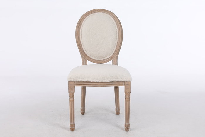 DKD Home Decor Silla Tradicional, 2 Unidades, Blanco Natural, Madera de Hevea, Poliéster, Dimensiones: 46 cm (Largo) x 50 cm (Ancho) x 96 cm (Alto), Asiento a 50 cm