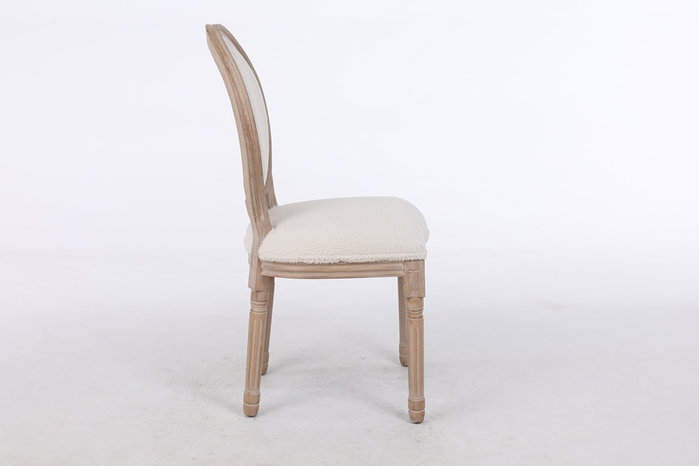 DKD Home Decor Silla Tradicional, 2 Unidades, Blanco Natural, Madera de Hevea, Poliéster, Dimensiones: 46 cm (Largo) x 50 cm (Ancho) x 96 cm (Alto), Asiento a 50 cm
