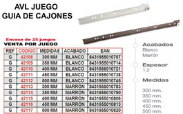 Guía para cajones 450 mm Marrón REF-G