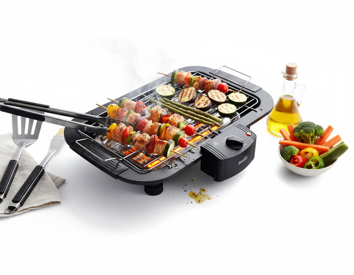 Inde Barbacoa Grill Eléctrica 2000W Basic Home - Medidas 48x30x4.5 cm (4 Unidades)