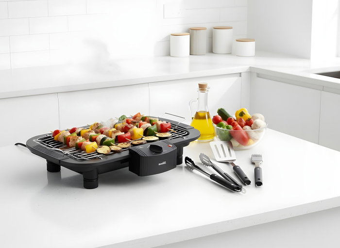 Inde Barbacoa Grill Eléctrica 2000W Basic Home - Medidas 48x30x4.5 cm (4 Unidades)