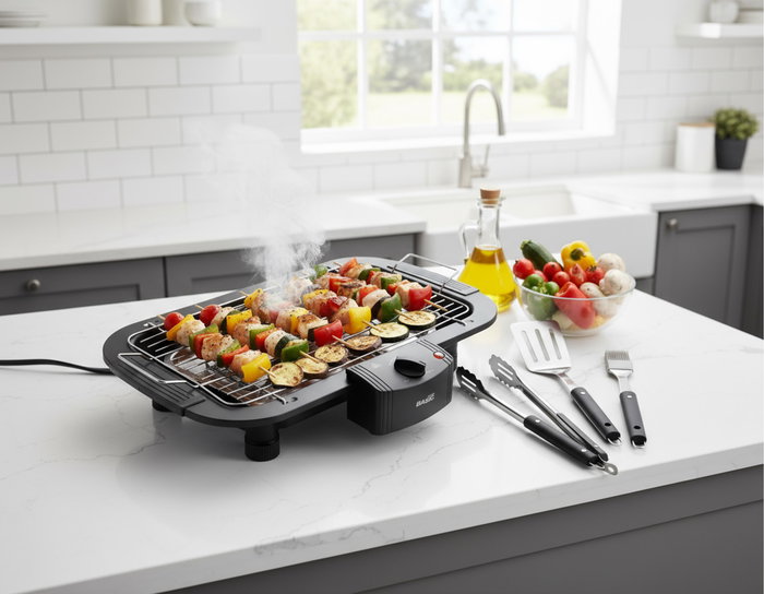 Inde Barbacoa Grill Eléctrica 2000W Basic Home - Medidas 48x30x4.5 cm (4 Unidades)