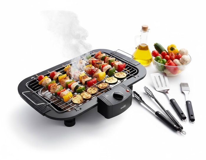 Inde Barbacoa Grill Eléctrica 2000W Basic Home - Medidas 48x30x4.5 cm (4 Unidades)