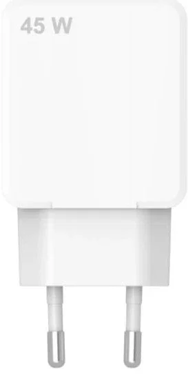 Celly SLIMTC1C1A45WWH Cargador 45W con Carga Rápida, 1 Puerto USB-C + 1 USB-A, Compatible con Portátil, Smartphone y Tableta, Blanco