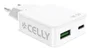 Celly SLIMTC1C1A45WWH Cargador 45W con Carga Rápida, 1 Puerto USB-C + 1 USB-A, Compatible con Portátil, Smartphone y Tableta, Blanco