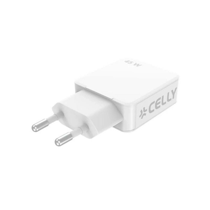 Celly Cargador 45W con 1 USB-C y 1 USB-A Blanco Celly Cargador 45W con 1 USB-C y 1 USB-A Blanco