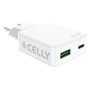 Celly Cargador 45W con 1 USB-C y 1 USB-A Blanco