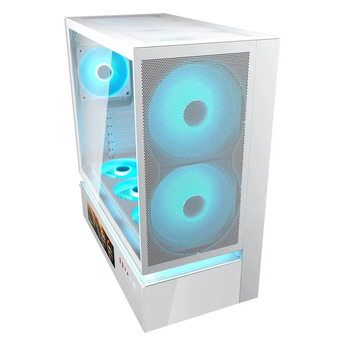 Cougar CGR-2DA4W-MV Caja Torre Media ATX Mesh Vision Blanco para Gaming, con Panel de Cristal Templado, RGB y Ventiladores incluidos