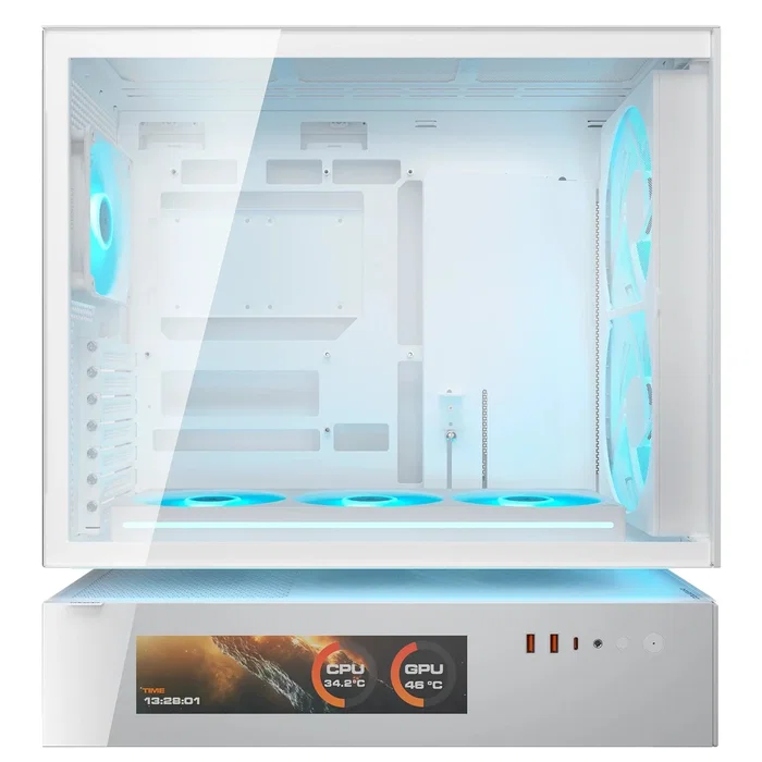 Cougar CGR-2DA4W-MV Caja Torre Media ATX Mesh Vision Blanco para Gaming, con Panel de Cristal Templado, RGB y Ventiladores incluidos