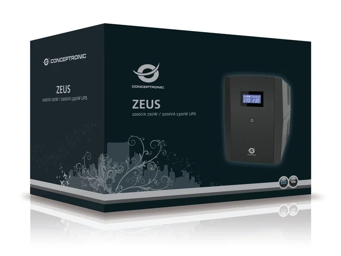 Conceptronic ZEUS03EM 1200VA 720W con 5 salidas AC Conceptronic ZEUS03EM 1200VA 720W con 5 salidas AC