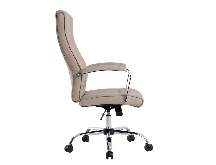 Q-connect Silla de Dirección Modo Na, Simil Piel, Base Metálica, Ruedas Premium, Color Gris, Altura Máx. 1220 mm