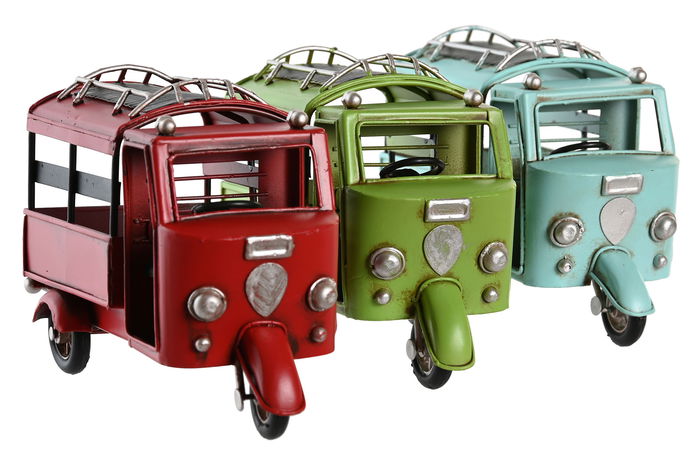 DKD Home Decor Vehiculo Decoracion Vintage Azul Celeste Rojo Metal 7 x 10 x 16 cm (3 Unidades)