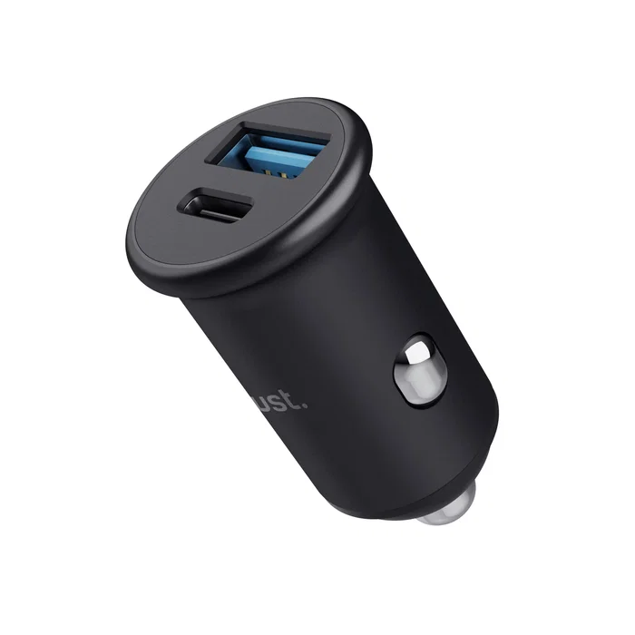 Trust Cargador de Coche Maxo 25197 - 38W PD Carga Rápida, USB-C y USB-A, para Encendedor de Cigarrillos, Negro