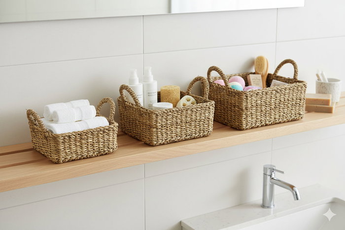 Inde Set 3 Cestas Cuadradas con Asas 25 cm, 20 cm, 16 cm (8 Unidades)