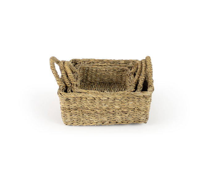 Inde Set 3 Cestas Cuadradas con Asas 25 cm, 20 cm, 16 cm (8 Unidades)