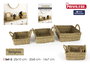 Inde Set 3 Cestas Cuadradas con Asas 25 cm, 20 cm, 16 cm (8 Unidades)