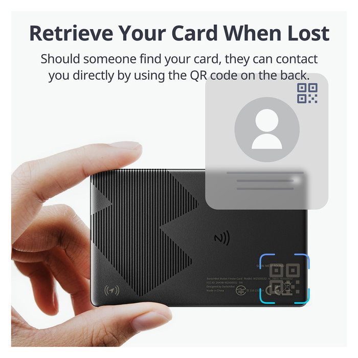SwitchBot W2500032 Tarjeta Rastreador para Cartera con NFC, Negro, ABS/PC, 85 x 54 x 2.5 mm