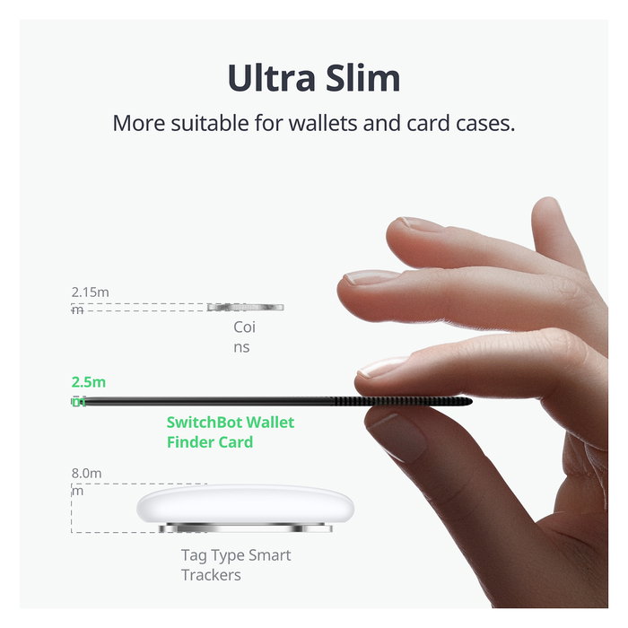 SwitchBot W2500032 Tarjeta Rastreador para Cartera con NFC, Negro, ABS/PC, 85 x 54 x 2.5 mm