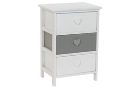 DKD Home Decor Cajonera Blanco Gris 3 Cajones 29 x 58 x 40 cm