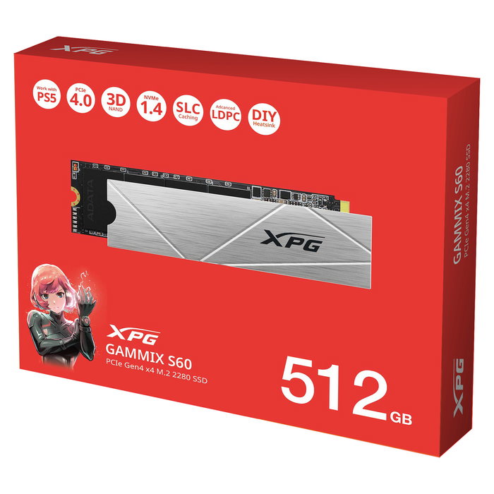 ADATA XPG GAMMIX S60 SSD 512GB M.2 2280 PCIe 4.0 x4 NVMe