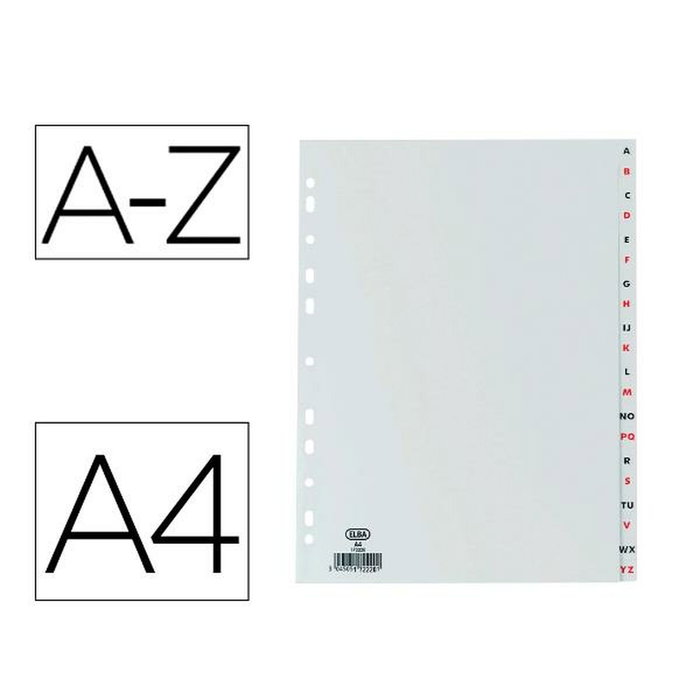 Elba Separador alfabético A-Z de plástico gris DIN A4 Elba Separador alfabético A-Z de plástico gris DIN A4