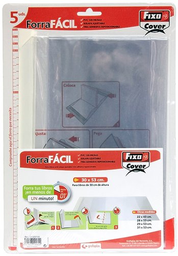 Fixo Forro ajustable de PVC para libros, transparente, 29 x 53 cm