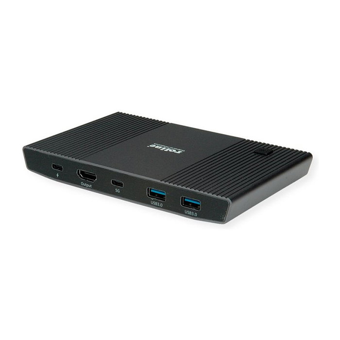 ROLINE 14.01.3427 KVM Switch HDMI 4K Ultra HD 3840x2160, USB 3.0, 2 Puertos, Control 2 Dispositivos, USB-C PD 100W, Negro