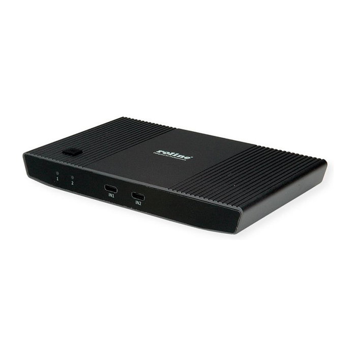 ROLINE 14.01.3427 KVM Switch HDMI 4K Ultra HD 3840x2160, USB 3.0, 2 Puertos, Control 2 Dispositivos, USB-C PD 100W, Negro