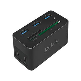 LogiLink UA0370 Docking Station USB 3.2 Gen 1 (10 Puertos) con HDMI, PD 60W, Ethernet Gigabit, Lector de Tarjetas, 4K, Plug and Play, Negro