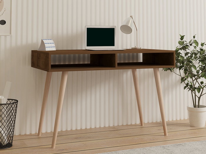 Hanah Home Escritorio de Estudio Nogal - Mesa de Estudio con Amplio Espacio, Robusto y Duradero, 120x60x74.8 cm