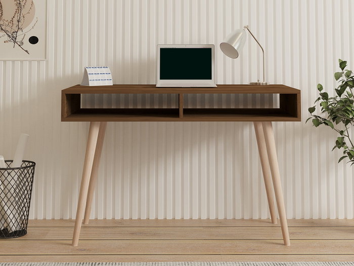 Hanah Home Escritorio de Estudio Nogal - Mesa de Estudio con Amplio Espacio, Robusto y Duradero, 120x60x74.8 cm