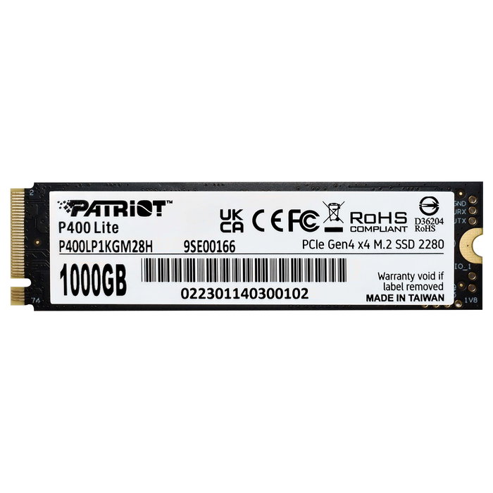 Patriot P400 Lite 1 TB NVMe SSD M.2 2280 PCIe 4.0 x4 (schwarz/wei)