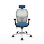 PIQUERAS Y CRESPO Silla de oficina Jorquera con mecanismo Sincro/Traslack Azul claro y Blanco