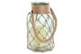 DKD Home Decor Portavelas de Cristal con Cuerda, Surtido Azul y Verde