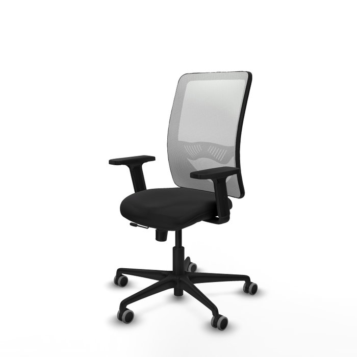 PIQUERAS Y CRESPO Silla de oficina Zulema con mecanismo Sincro/Traslack, Malla Blanca y Similpiel Negro