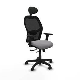 PIQUERAS Y CRESPO Silla de oficina Alocén con mecanismo traslack, malla negra y similpiel gris