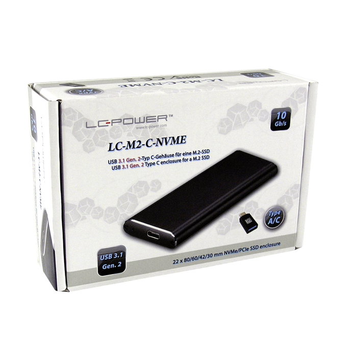 LC-Power LC-M2-C-NVME Carcasa para SSD M.2 USB 3.1 Gen. 2 Tipo C LC-Power LC-M2-C-NVME Carcasa para SSD M.2 USB 3.1 Gen. 2 Tipo C