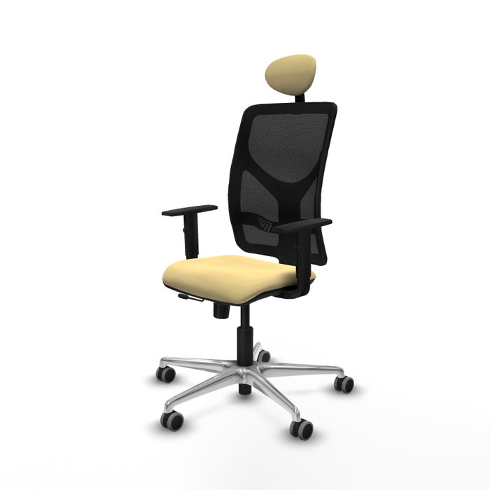 PIQUERAS Y CRESPO Silla de oficina Motilla con mecanismo Sincro/Traslack, Crema y Negro