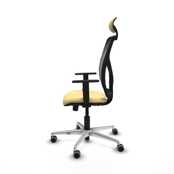 PIQUERAS Y CRESPO Silla de oficina Motilla con mecanismo Sincro/Traslack, Crema y Negro