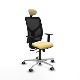 PIQUERAS Y CRESPO Silla de oficina Motilla con mecanismo Sincro/Traslack, Crema y Negro
