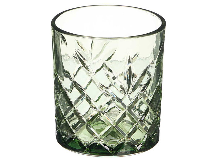 Vivalto Vaso Troquelado Vidrio Verde 350 ml 8,5x9,5x8,5 cm (Set de 24)