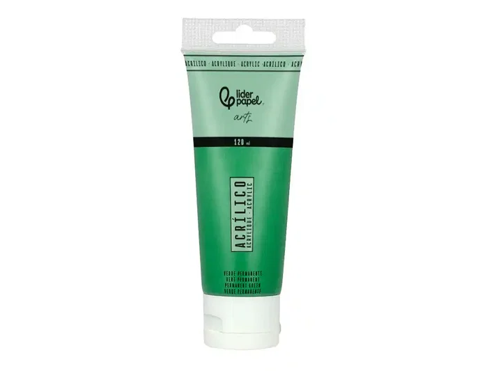 Liderpapel Pintura Acrílica Tubo de Plástico 120 ml Color Verde Permanente